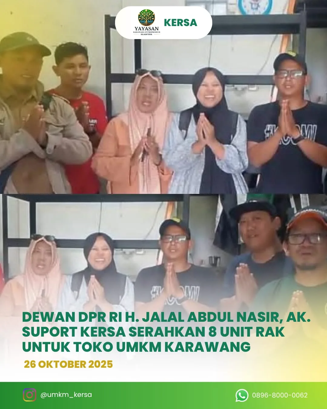 Haji Jalal Abdul Nasir Dukung Toko UMKM KERSA dengan Bantuan Delapan Unit Rak