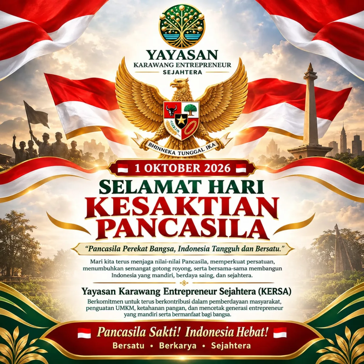 Peringati Hari Kesaktian Pancasila 2026, Yayasan KERSA Ajak Masyarakat Perkuat Gotong Royong dan Kemandirian Bangsa